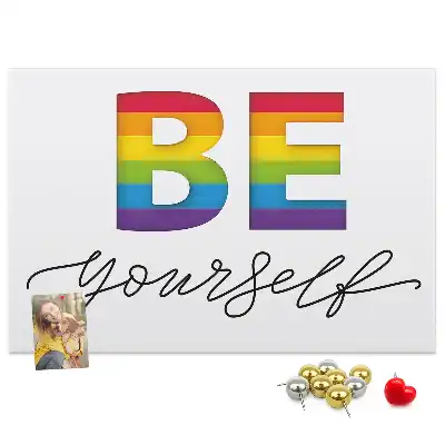 Printed Cork Memo Board with Be Yourself Lettering
