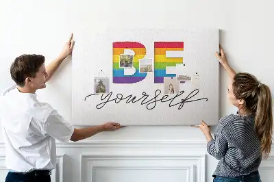 Printed Cork Memo Board with Be Yourself Lettering