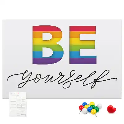 Printed Cork Memo Board with Be Yourself Lettering