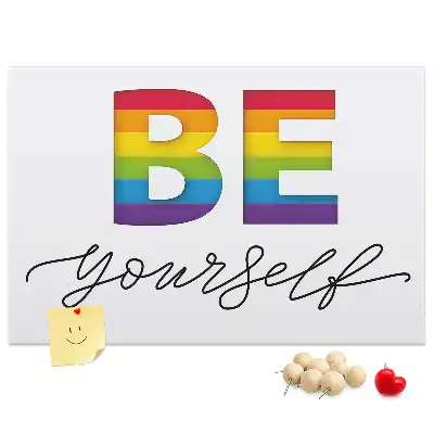 Printed Cork Memo Board with Be Yourself Lettering