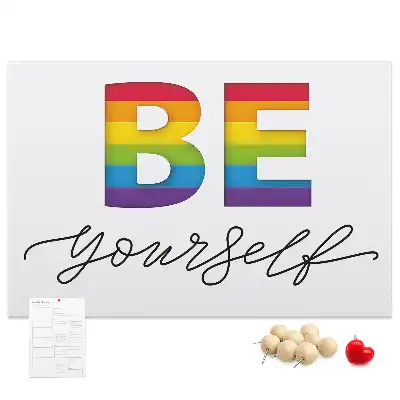 Printed Cork Memo Board with Be Yourself Lettering