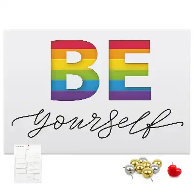 Printed Cork Memo Board with Be Yourself Lettering
