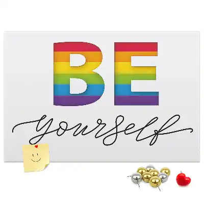 Printed Cork Memo Board with Be Yourself Lettering