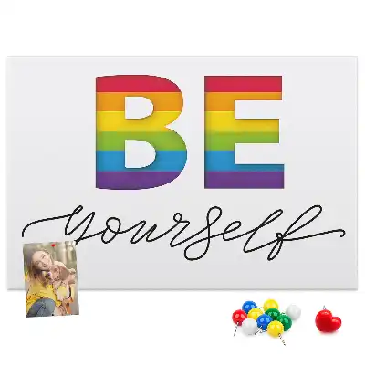 Printed Cork Memo Board with Be Yourself Lettering