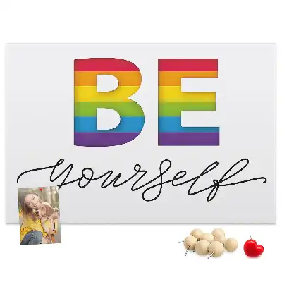 Printed Cork Memo Board with Be Yourself Lettering