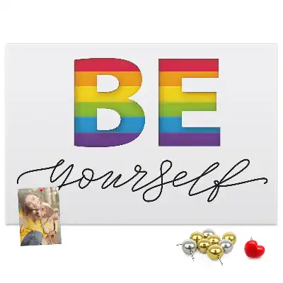 Printed Cork Memo Board with Be Yourself Lettering