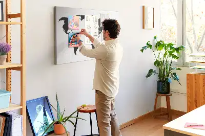 Cork world map memo board in black