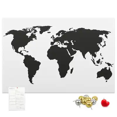 Cork world map memo board in black