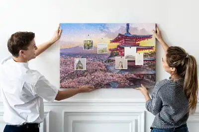 Japanese Architecture Printed Cork Board