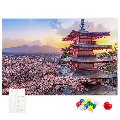 Japanese Architecture Printed Cork Board