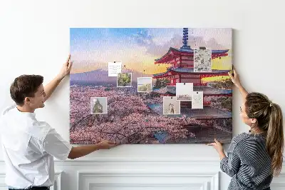 Japanese Architecture Printed Cork Board