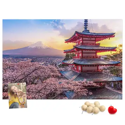 Japanese Architecture Printed Cork Board