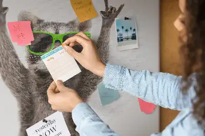 Printed Cork Memo Board featuring a raccoon wearing glasses