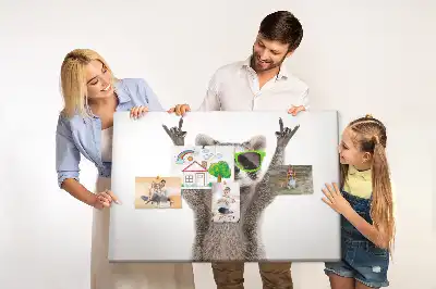 Printed Cork Memo Board featuring a raccoon wearing glasses