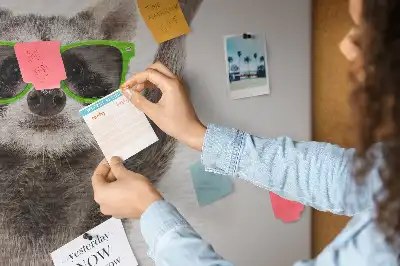 Printed Cork Memo Board featuring a raccoon wearing glasses
