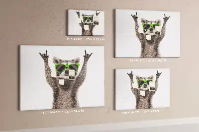 Printed Cork Memo Board featuring a raccoon wearing glasses