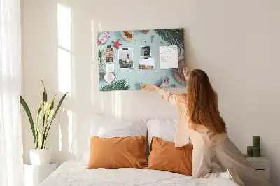 Cork memo board with summer composition