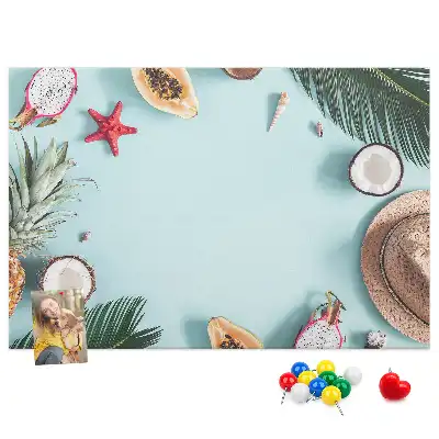 Cork memo board with summer composition
