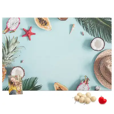 Cork memo board with summer composition