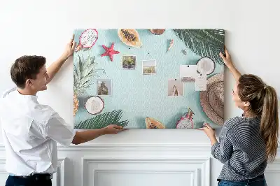 Cork memo board with summer composition