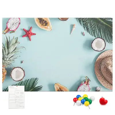 Cork memo board with summer composition