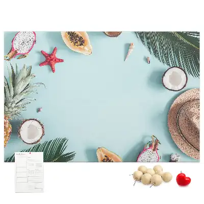 Cork memo board with summer composition