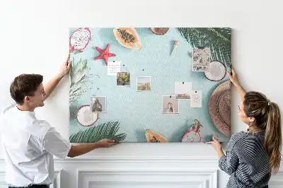 Cork memo board with summer composition