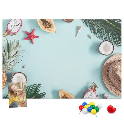 Cork memo board with summer composition