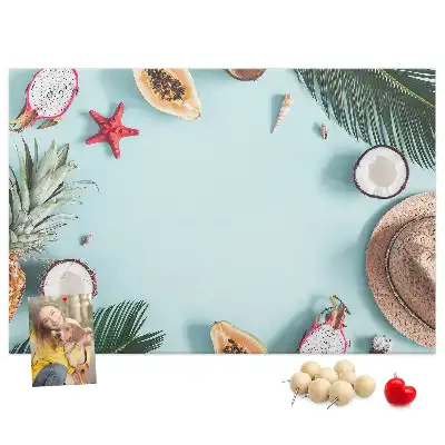 Cork memo board with summer composition