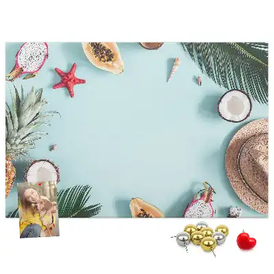 Cork memo board with summer composition
