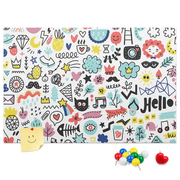 Printed Cork Memo Board with Picture Sketch Design