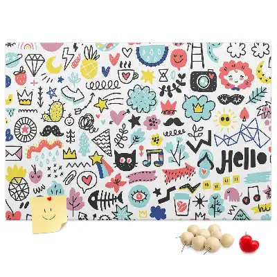Printed Cork Memo Board with Picture Sketch Design