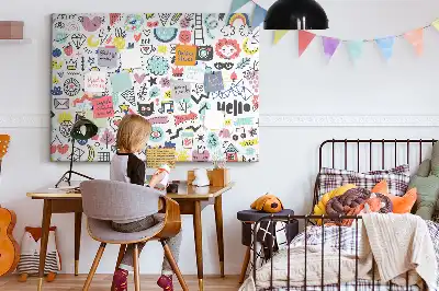 Printed Cork Memo Board Picture sketches