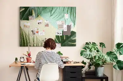 Monstera Leaf Printed Cork Board
