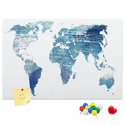 Printed Cork Memo Board World map