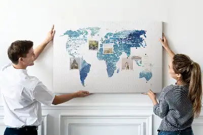 World Map Printed Cork Memo Board