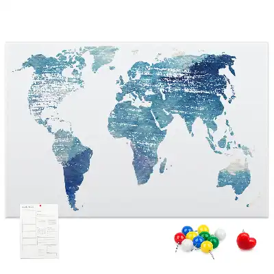 Printed Cork Memo Board World map
