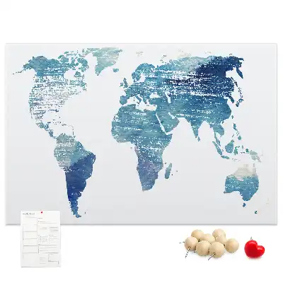 Printed Cork Memo Board World map