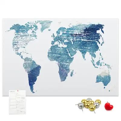 World Map Printed Cork Memo Board