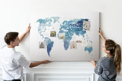 Printed Cork Memo Board World map
