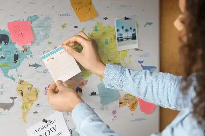 Cork memo board Animal world map