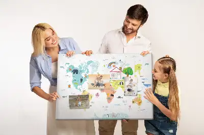 Cork memo board Animal world map