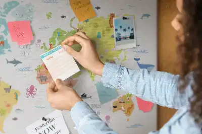 Cork memo board Animal world map