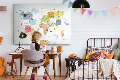 Cork memo board Animal world map