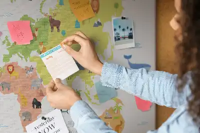 Cork memo board Animal world map