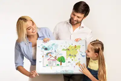 Cork memo board Animal world map