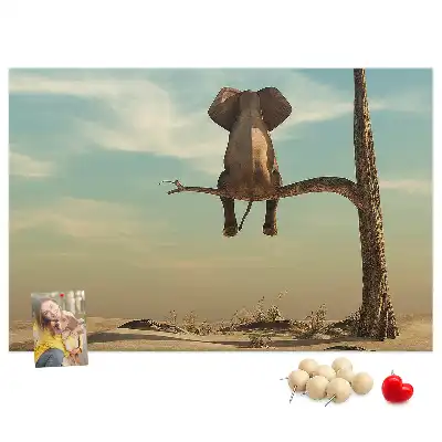 Printed Cork Board Elephant on a tree