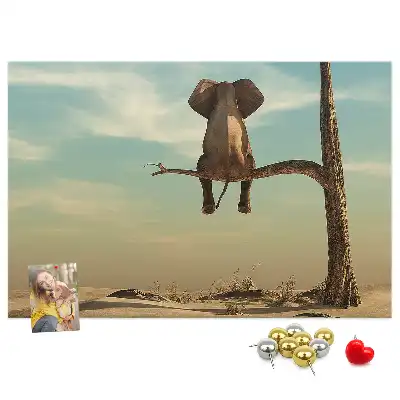 Printed Cork Board Elephant on a tree