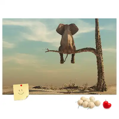 Printed Cork Board Elephant on a tree