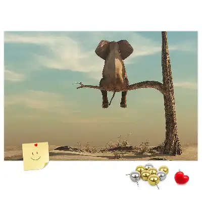 Printed Cork Board Elephant on a tree